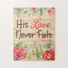 Zijn liefde mislukt nooit Christelijke Floral Legpuzzel