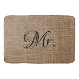Zijn man en haar heer en mevrouw Bruidegom Burlap Badmat
