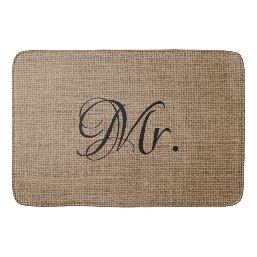 Zijn man en haar heer en mevrouw Bruidegom Burlap Badmat (Voorkant)