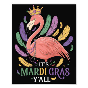 Zijn Mardi Gras Y'all Flamingo Kostuum Foto Afdruk