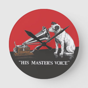 Zijn Master's Voice Rood & Zwart Ronde Klok