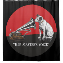Zijn Master's Voice Rood & Zwart Vintage Douchegordijn