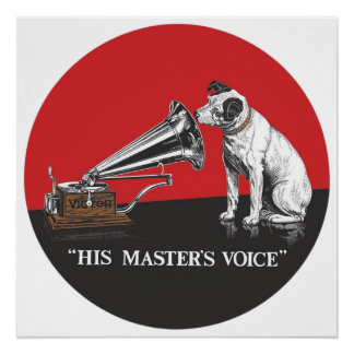 Zijn Master's Voice Rood & Zwart Vintage Perfect Poster