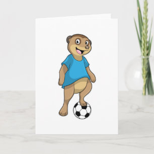 Zijn meerkat als voetballer met voetbal kaart