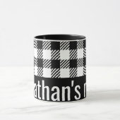 Zijn mok Naam Black White Gingham Checks (Midden)