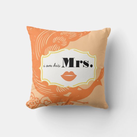 Zijn Mrs 2nd Wedding Jubileum Peach Peacock Kussen (Voorkant)
