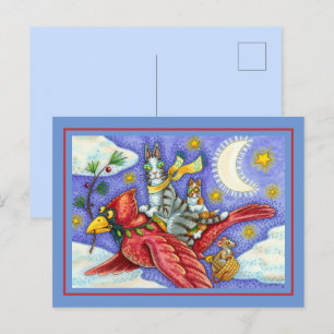 ZIJN N' FITZ GRAPPIGE KATTEN, GIGANTISCHE KERSTKAR FEESTDAGENKAART