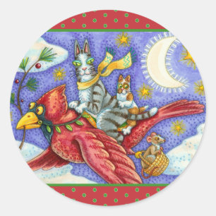 ZIJN N' FITZ GRAPPIGE KATTEN, GIGANTISCHE KERSTKAR RONDE STICKER