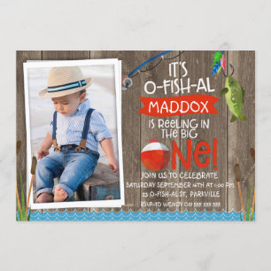 Zijn O-fish-al Photo1st Birthday Invitation for Bo Kaart