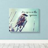 Zijn oog staat op de mus. canvas afdruk (Insitu (Houten vloer))