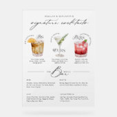 Zijn Ours & Hers Waterverf Signature Cocktail Menu Acryl Bord (Voorkant)