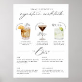 Zijn Ours & Hers Waterverf Signature Cocktail Menu Poster (Voorkant)