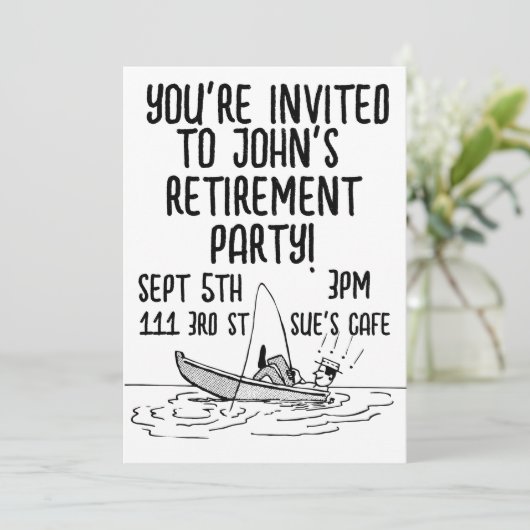 ZIJN PENSIONERING PARTY CUSTOM VIST UITNODIGINGEN (Staand voorkant)