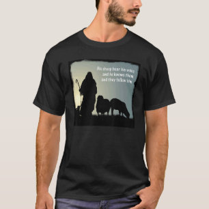 Zijn schaap hoort zijn stem Christelijke boodschap T-shirt