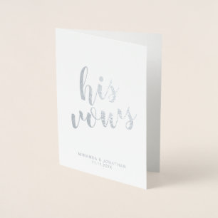 'Zijn stem' Elegant Wedding Vows Silver Folie Kaarten