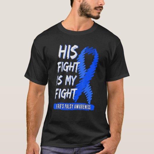 Zijn strijd is het Palsy Awareness Blue R van mijn T-shirt (Voorkant)