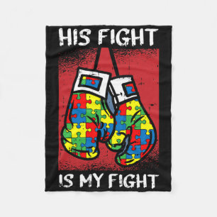 Zijn strijd is mijn 'Fight Autism Awareness Boxing Fleece Deken