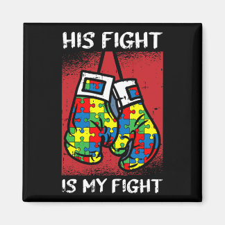 Zijn strijd is mijn 'Fight Autism Awareness Boxing Magneet