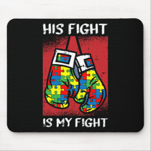 Zijn strijd is mijn 'Fight Autism Awareness Boxing Muismat