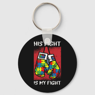 Zijn strijd is mijn 'Fight Autism Awareness Boxing Sleutelhanger