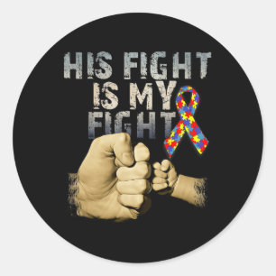 Zijn Strijd Is Mijn Strijd Autisme Bewustzijn En S Ronde Sticker