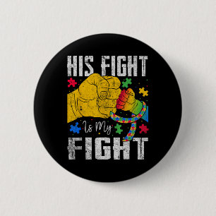 Zijn strijd is mijn strijd Autisme bewustzijn lint Ronde Button 5,7 Cm