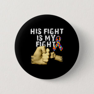 Zijn Strijd Is Mijn Strijd Autisme Bewustzijn Steu Ronde Button 5,7 Cm