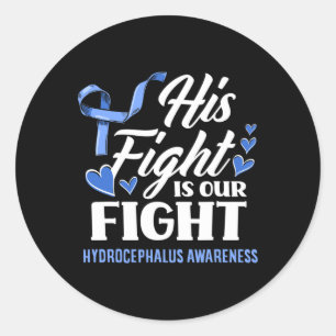 Zijn strijd is onze zoon kleinson Hydrocephalus Ronde Sticker