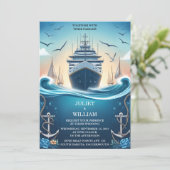 Zijn touw knoop boot schip marine blauw nautische  kaart (Staand voorkant)