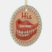 Zijn valse tanden gewoonte keramisch ornament (Rechts)