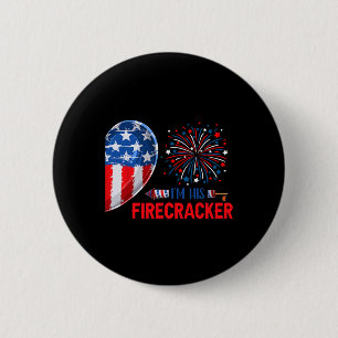 Zijn voetzoeker 4th Juli Grappig Paar Kostuum Patr Ronde Button 5,7 Cm