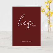 Zijn Vows Card Minimalist Script Vows Maroon Kaart (Gele Bloem)