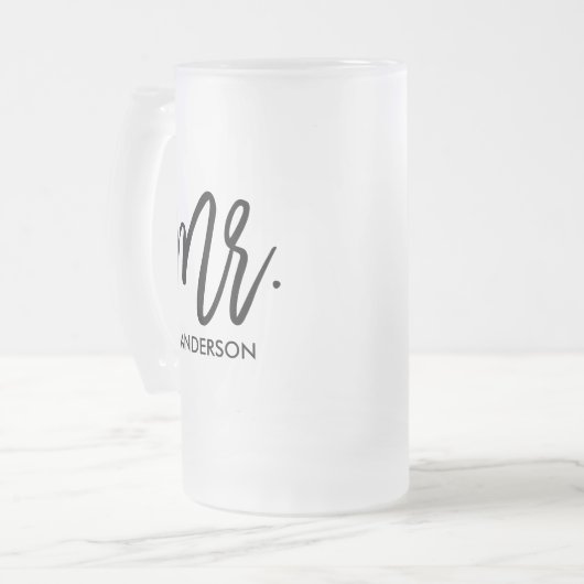 Zijn zeer eigen persoonlijke matglas bierpul (Voorkant links)