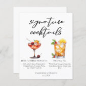 Zijn zomer bruiloft handtekening cocktails menu (Voorkant / Achterkant)