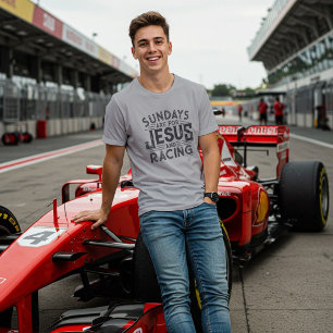 Zijn "Zondagen zijn voor Jezus en Racen" T-shirt