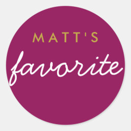 "Zijne" favoriete Snack Magenta Gold Ronde Sticker