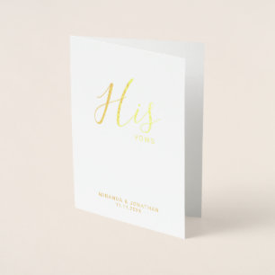 'Zijne Woten' Elegant Wedding Vows Gold Folie Kaarten