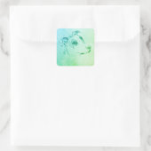 Zijoog, retro stijl vierkant puppy sticker (Tas)