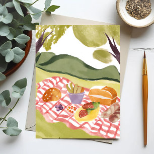 Zijpicnic   Geschilderd Watercolor Landschap Briefkaart