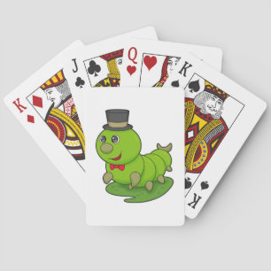 Zijpijler als herenman met cilinder pokerkaarten