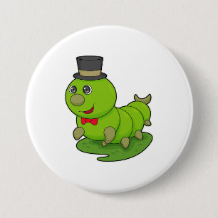 Zijpijler als herenman met cilinder ronde button 7,6 cm