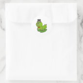 Zijpijler als herenman met cilinder ronde sticker (Tas)