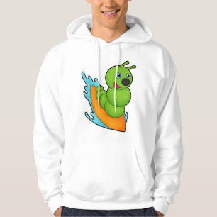 Zijpijler als surfer met surfplank hoodie