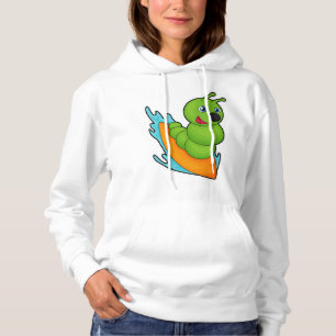 Zijpijler als surfer met surfplank hoodie