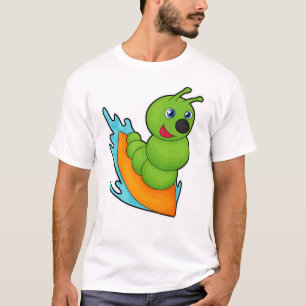 Zijpijler als surfer met surfplank t-shirt