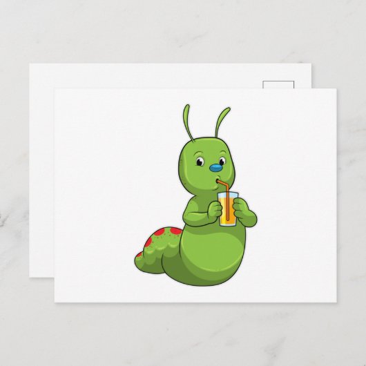 Zijpijler met een glas Oranje sap Briefkaart (Voorkant / Achterkant)