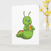 Zijpijler met een glas Oranje sap Kaart (Gele Bloem)