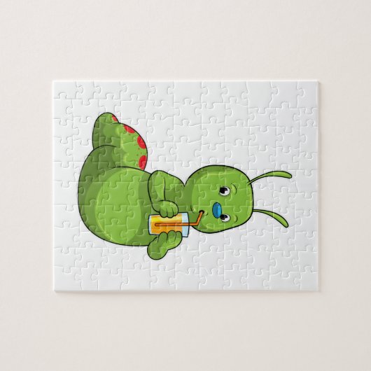 Zijpijler met een glas Oranje sap Legpuzzel (Horizontaal)