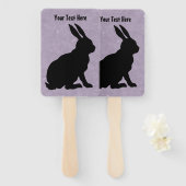 Zijprofiel Zittend Konijntje in Zwart Silhouet Handwaaier (Voorkant en achterkant)