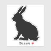 Zijprofiel Zittend zwart Silhouet Konijn Sticker (Vel)